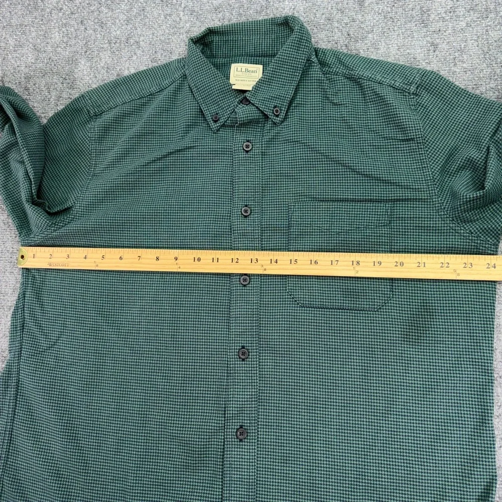 LL Bean Shirt Mens LT Tall Green Wicked Good Flannel Houndstooth Slightly Fitted